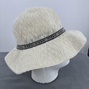 Volcom Simple Sunday Fedora Hat XS S Cream Black Wide Brim Boho Womens